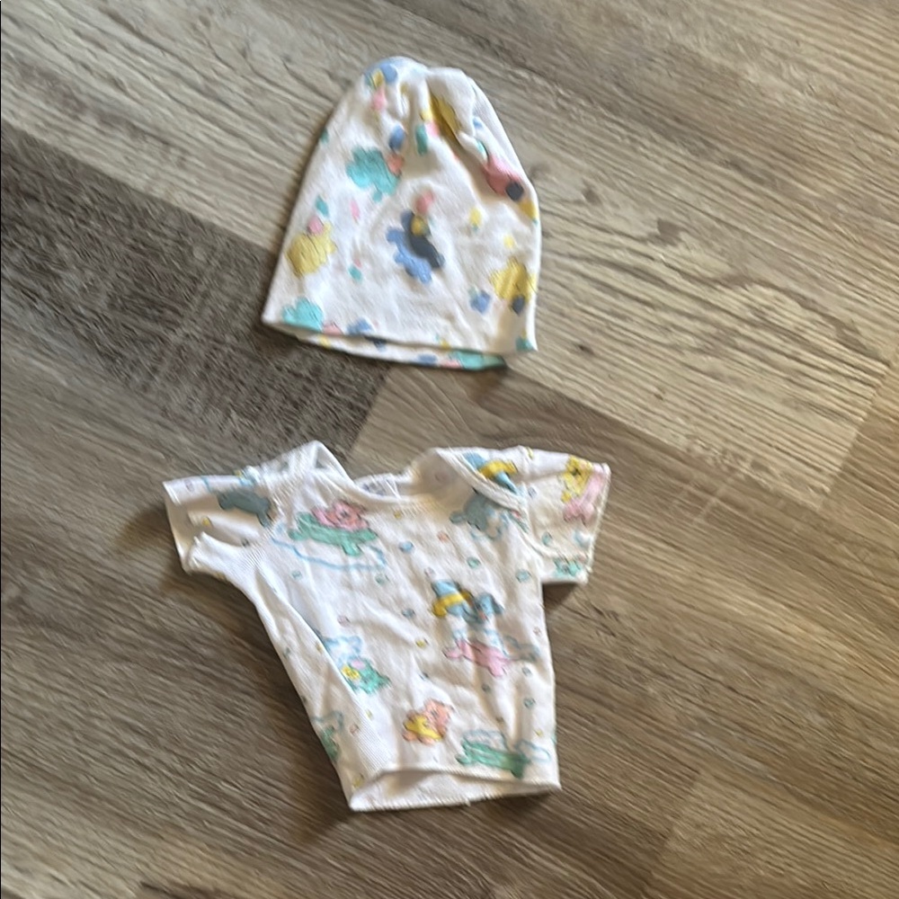 Vintage Sprockets Baby Outfit with Hat - Multicolor Print